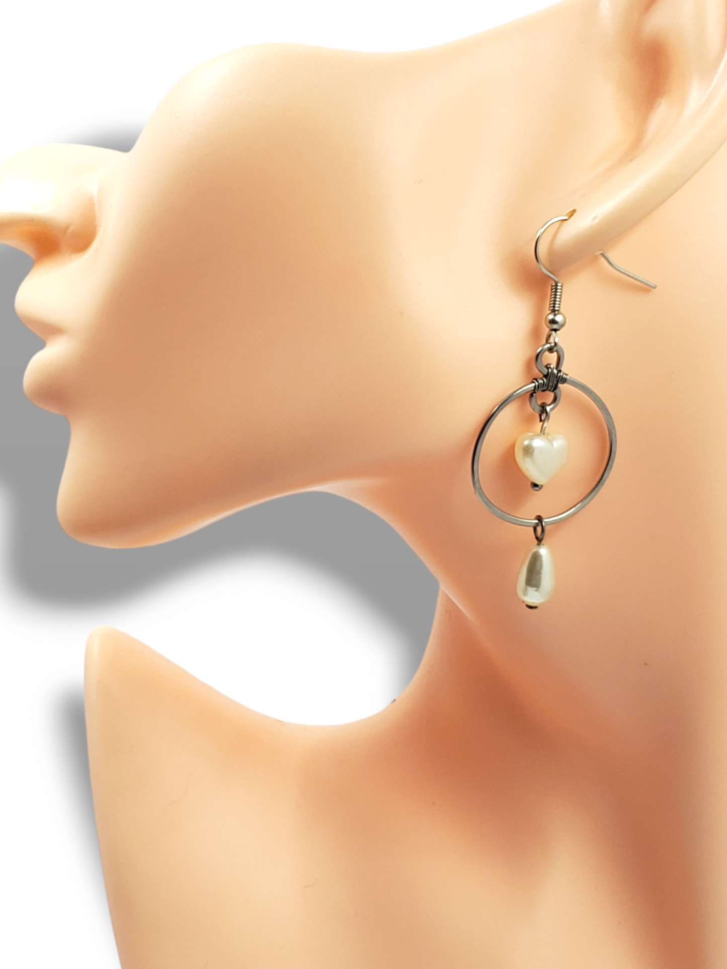 Pearl Heart Hoop Earrings