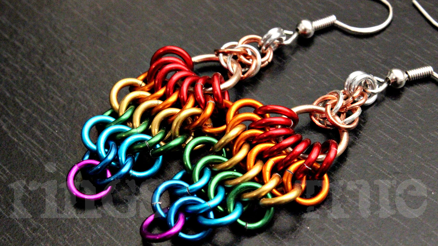 Rainbow European Weave Dangle Earrings